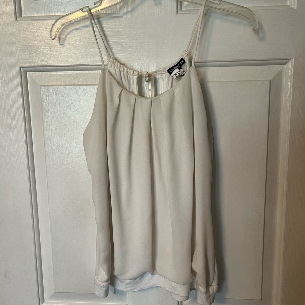 Express Women Winter White Halter Top Size Medium Party Cocktail Sleeveless Tie